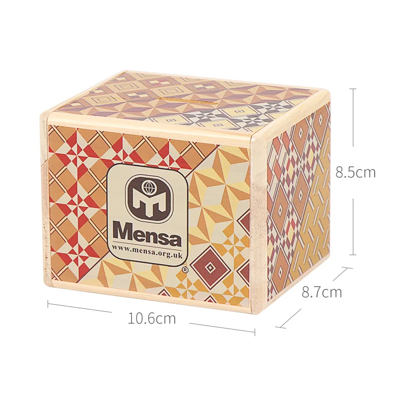 Mensa Japanese Coin Box Wooden Compartment Magic Trick Box Brain Teaser Logic Educational Puzzle Box Kids Wood Toy Gift