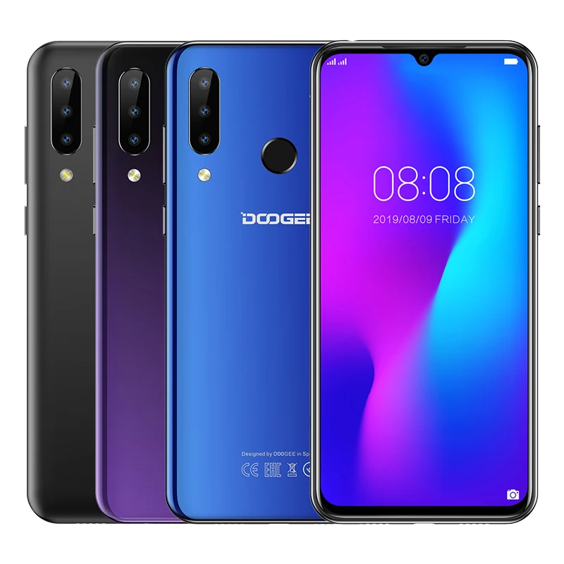 DOOGEE N20 мобильный телефон 64 ГБ 4 ГБ MT6763 Восьмиядерный отпечаток пальца 6,3 дюймов FHD + дисплей 16MP Тройная задняя камера 4350 мАч мобильный телефон