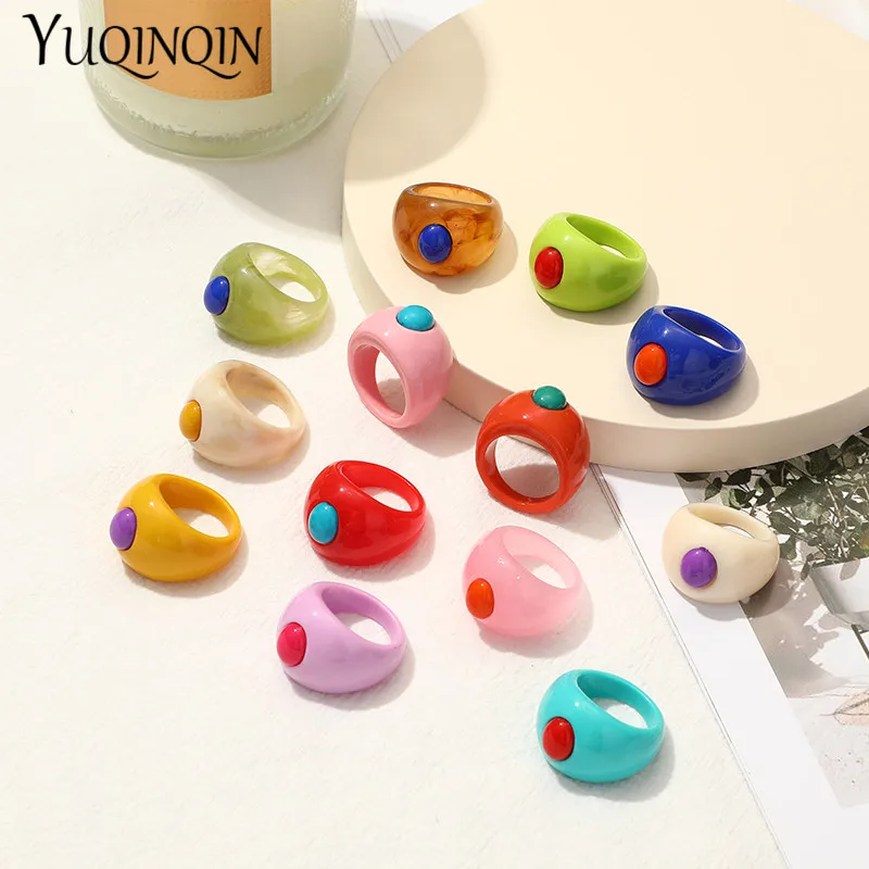 Anillos minimalistas coloridos para chicas adolescentes, accesorios Vintage, anillos de boda elegantes de Corea para mujer, envío gratis
