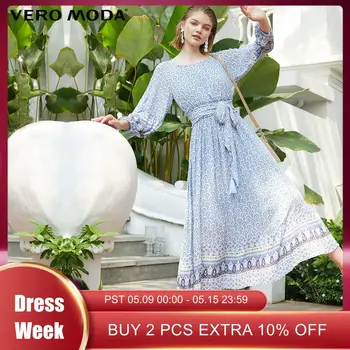 

Vero Moda Women's Printed Balloon Sleeves Lace-up Chiffon Dress | 31927C517