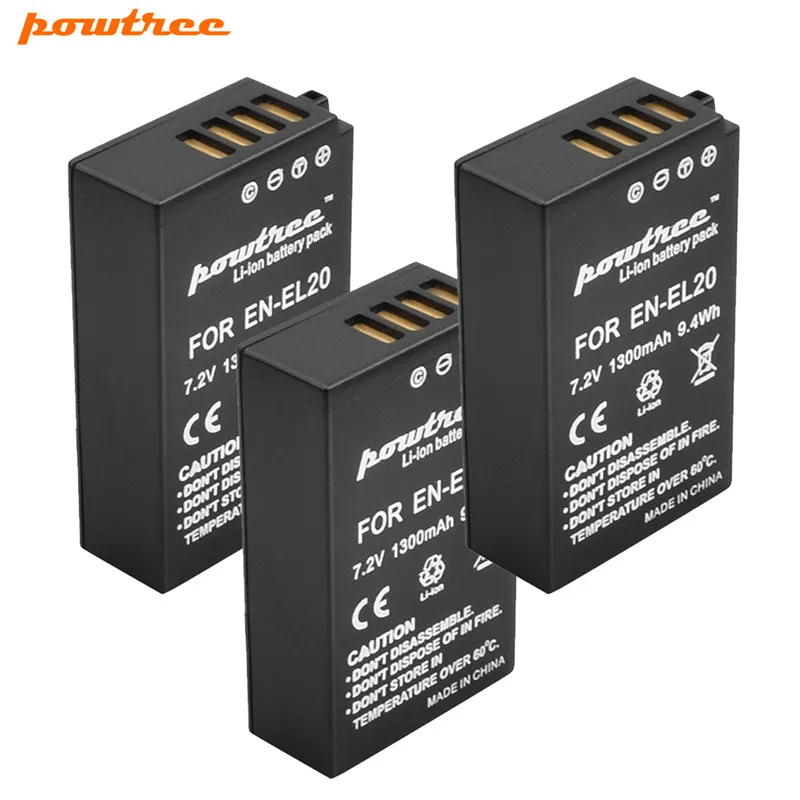 Powtree EN EL20A 7 2 в 1300 мАч литий ионный аккумулятор для Nikon Coolpix AW1 J1 J2 J3 S1 V3 ENEL20|Цифровые