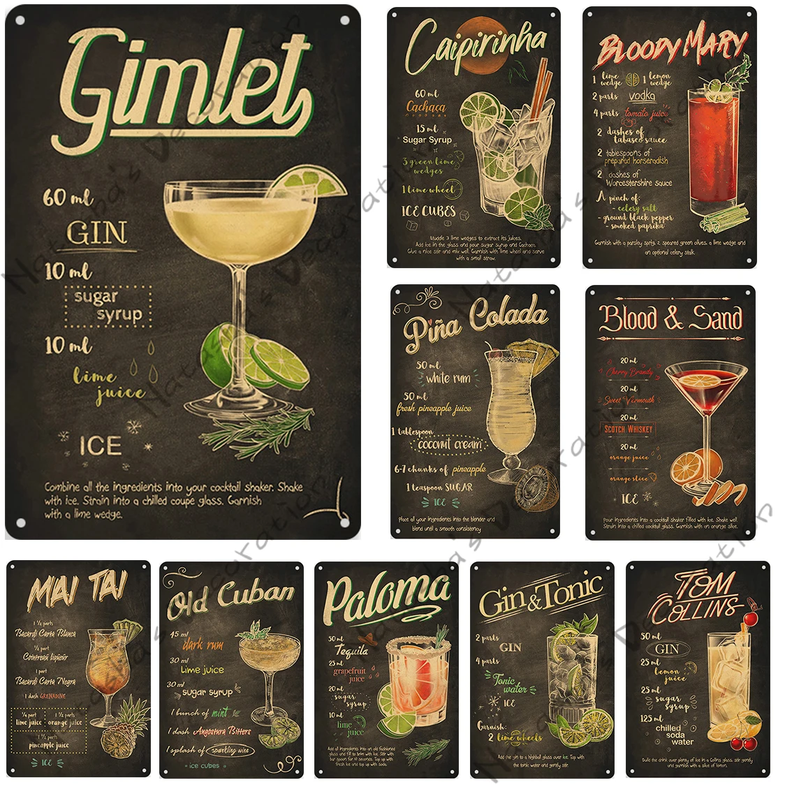 Gin & Tonic Retro Metal Tin Sign Bar Decorazione Della Parete Poster Vintage Home Bar Pub Club Wall Metal Signs Decorazione Industriale