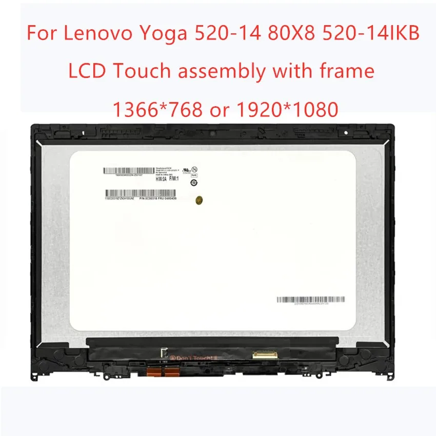 

ЖК-дисплей 14,0 дюйма для Lenovo Yoga 520-14 80X8 80YM 520-14IKB, светодиодный ЖК-дисплей, сенсорный экран, дигитайзер в сборе с заменой рамки