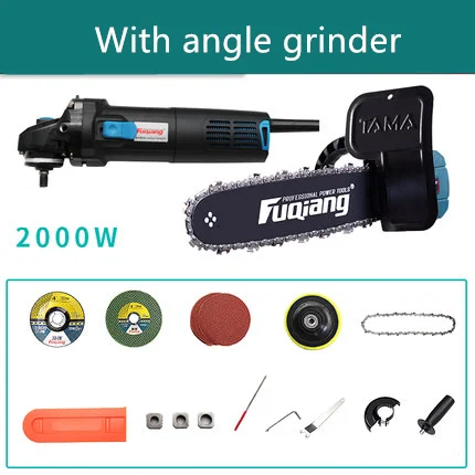 With grinder Угловая шлифовальная машина Модифицированная Электрическая цепная пила полировальная машина Модифицированная бензопила домашняя многофункциональная установка - Цвет: With grinder