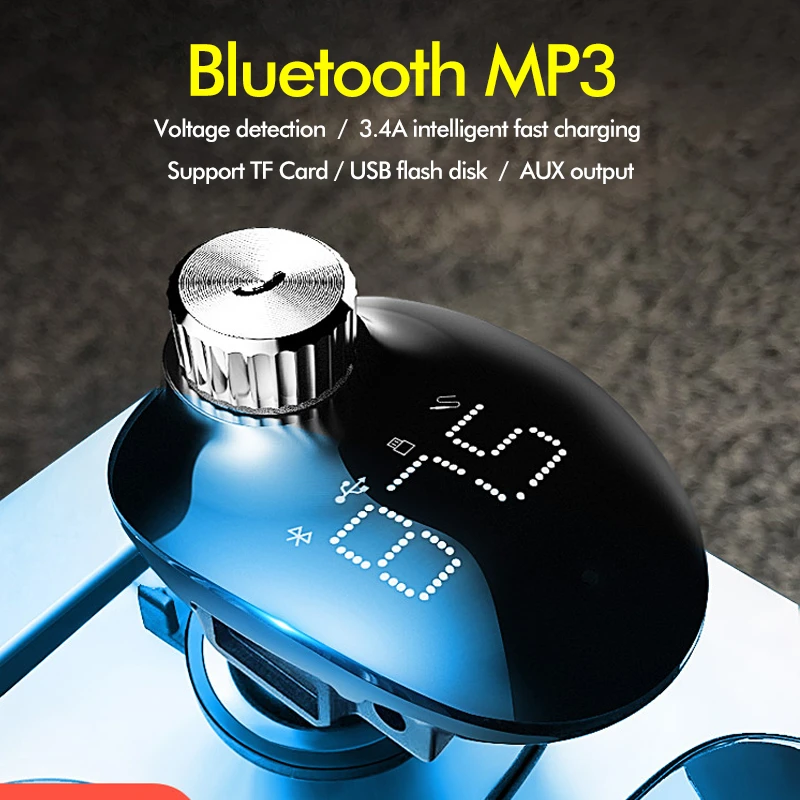 

ROCK Car Charger With FM Transmitter Bluetooth Car Kit Handsfree Receiver TF Card Audio Music Mp3 Player Car Phone Charger