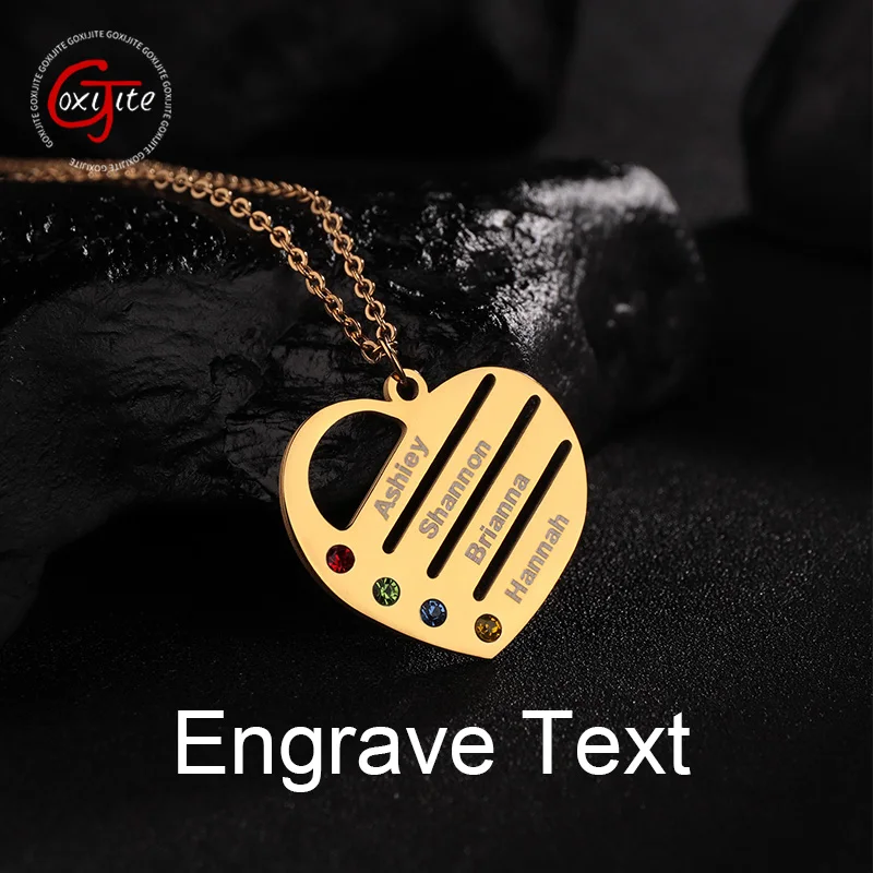 Goxijite collar de acero inoxidable con nombre de piedra natal