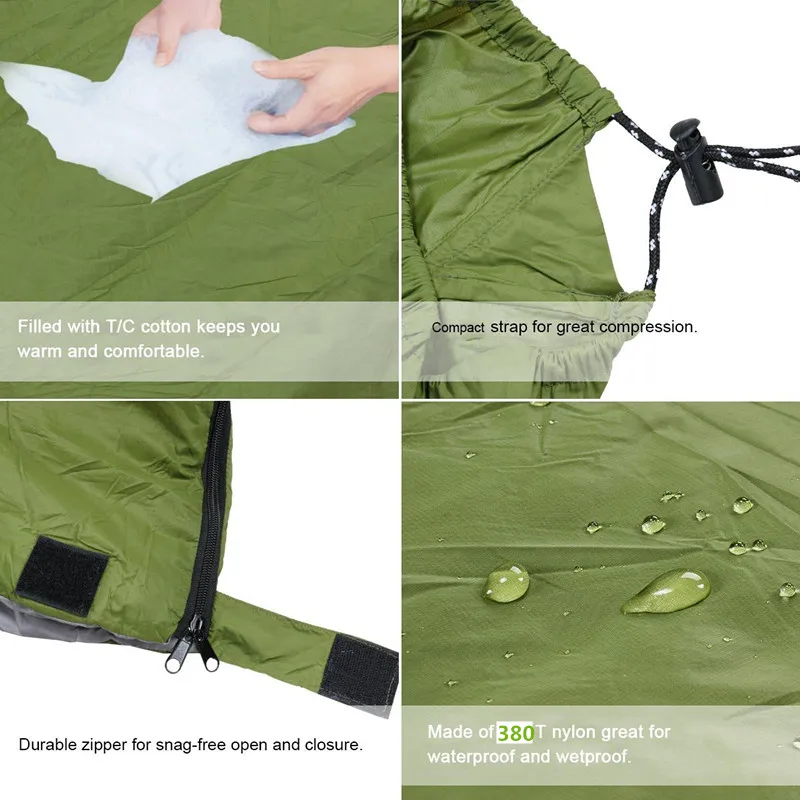 Bolsa de Dormir Envelope tipo Emenda Portátil ao ar Bolsas de Dormir Agemore Única Pessoa Livre Ultraleve Primavera Outono Acampamento Caminhadas 4 High Quality Esporte e Lazer