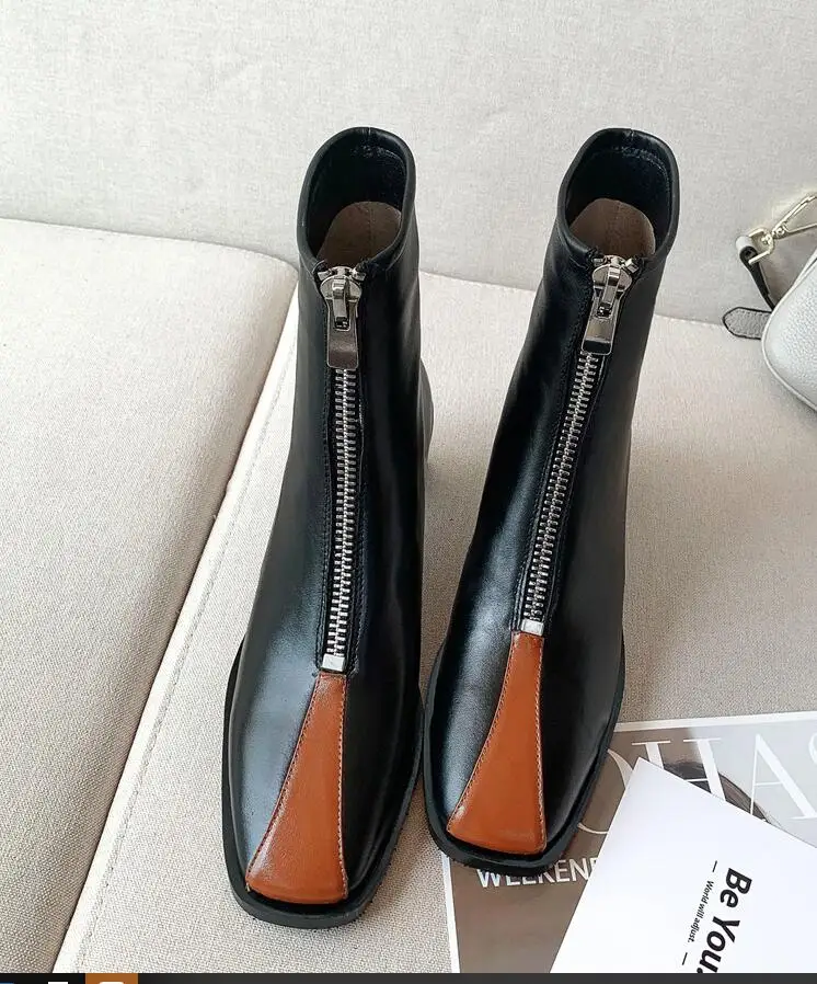BBZAI/новые женские ботинки из натуральной кожи с узором в европейском и американском стиле обувь на высоком каблуке 5 см удобная модная обувь, размеры США 3-11, 12