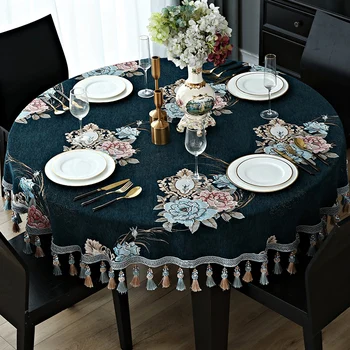 

European large round table tablecloth cloth round tablecloth western dining table table mat household coffee table turntable