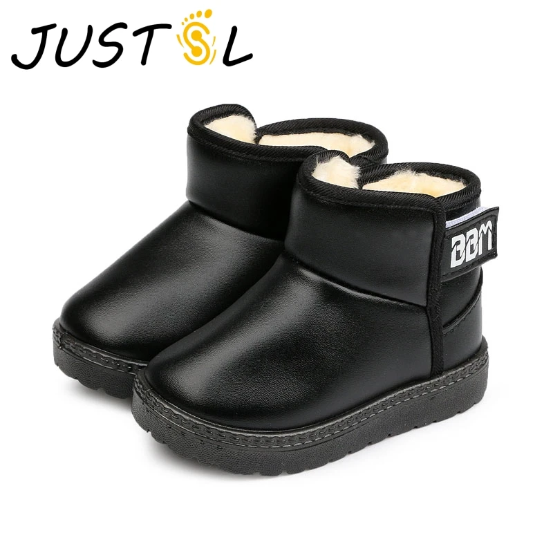

JUSTSL Winter 2019 New Children's Snow Boots Kids Plus Velvet Padded Waterproof Boots Boys Girls Keep Warm Shoes