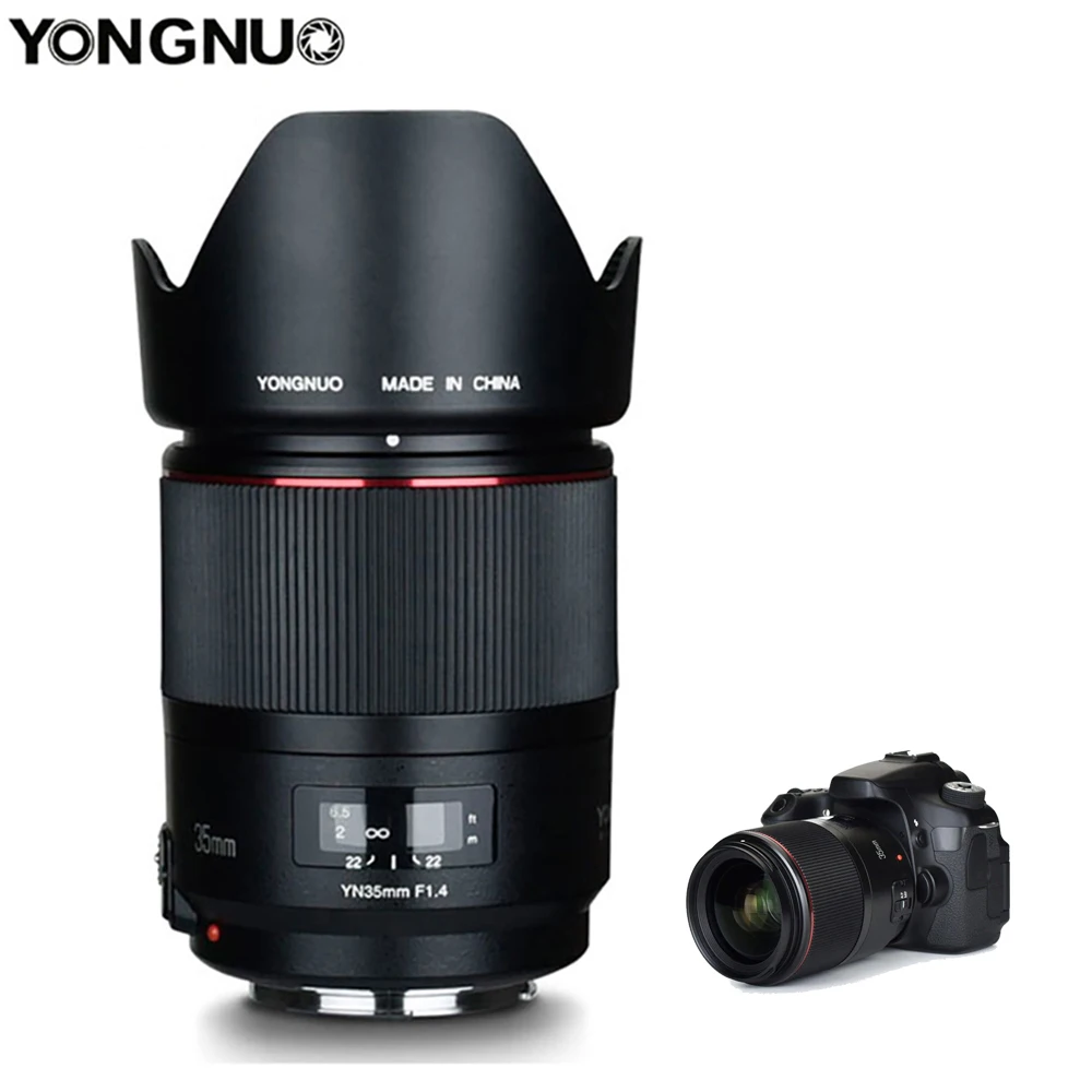 Широкоугольный объектив YONGNUO YN35mm F1.4 с полной оправой для камер Canon DSLR 70D 80D 5D3 MARK II 5D2