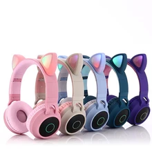 Wireless LED Cat Ear Noise Cancelling Headphones Bluetooth 5 0 Young People Kids Headset Support TF Card 3 5mm Plug With Mic