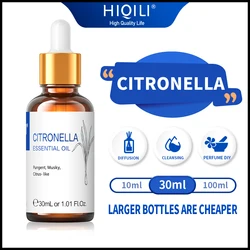 30ML Premium Citronella Essential Oils HIQILI Pure Natural Plant Aromatherapy Diffuser Oil For Humidifier Mosquito Repellent