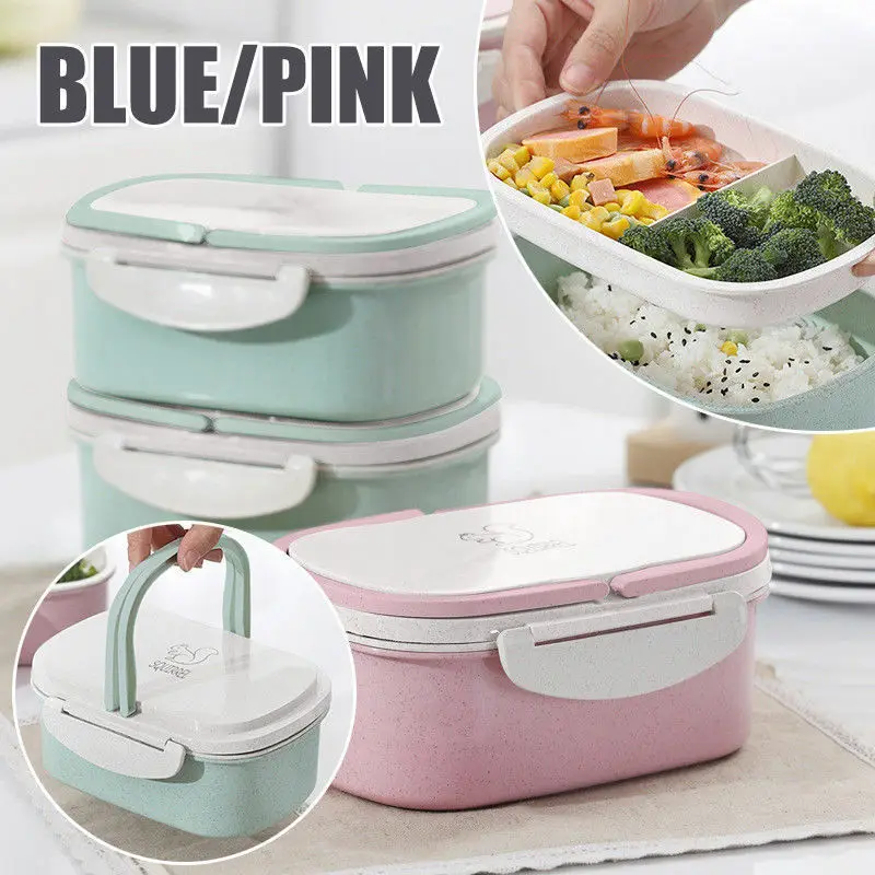 Bento Box детская Студенческая коробка для завтрака с отсеками BPA бесплатно Пшеничная солома контейнер для еды