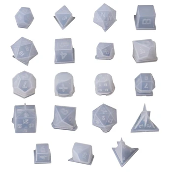 

1 Set of 19 Pieces DIY Crystal Resin Mold Dice Dice Fillet Shape Multi-Spec Digital Game Mirror Silicone Mold DIY Mold Making