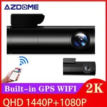 AZDOME – Mini caméra de tableau de bord cachée QHD 1440P BN03, caméra avant et arrière DVR, avec WiFi, GPS, enregistreur vidéo, moniteur de stationnement 24H