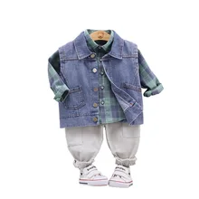 Vêtements d'automne pour bébés garçons et filles, chemise et pantalon à carreaux, vêtements de sport décontractés pour enfants