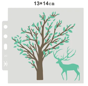 

14.1*13 deer and tree stencils Cover template spray plastic mold shield DIY cake hollow Embellishment printing lace ruler