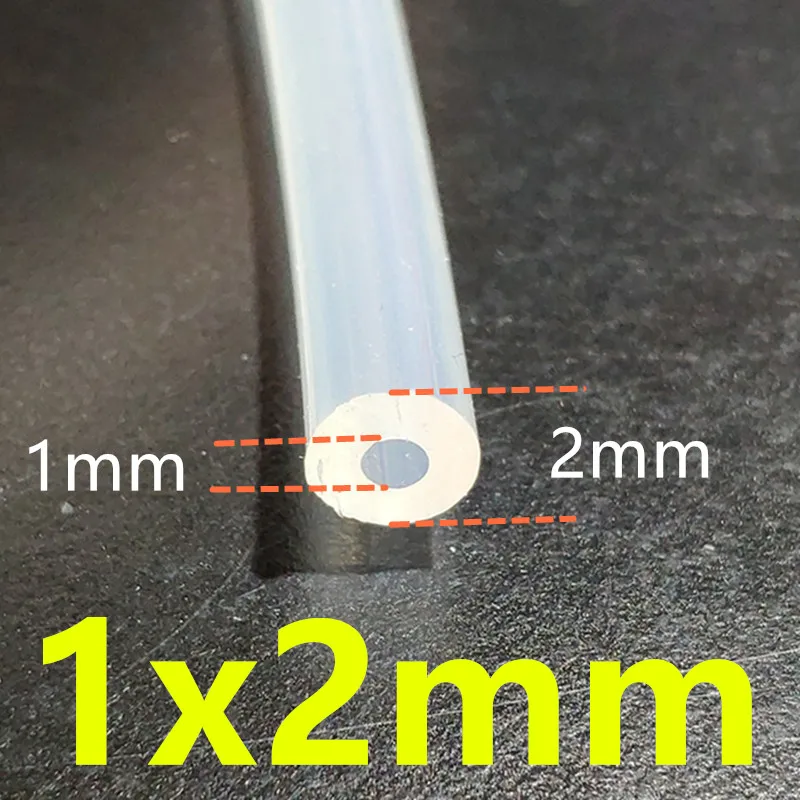 1 Meter Food Grade Transparent Silicone Tubing - 0.5mm to 12mm Diameter Range
