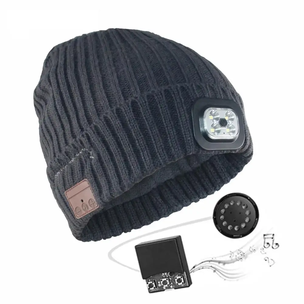 

Wireless Bluetooth V4.2 Beanie Knitted Plus Velvet Winter Plaid Hat Headset Speaker Mic Hand-free Music Mp3 Magic Warm Smart Cap