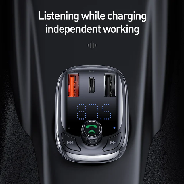 Baseus-transmisor FM de carga rápida 4,0, 3,0, QC4.0, QC, Cargador USB rápido, manos libres, Bluetooth 5,0, modulador FM de Kit de reproductor MP3 para auto Baseus-transmisor FM de carga rápida 4,0, 3,0, QC4.0, QC, Cargador USB rápido, manos libres, Bluetooth 5,0, modulador FM de Kit de reproductor MP3 para auto