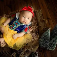 Реквизит для фотосъемки новорожденных; платье принцессы Белоснежки+ головной убор; костюм для косплея; студийный фотосессия; реквизит для фотосессии