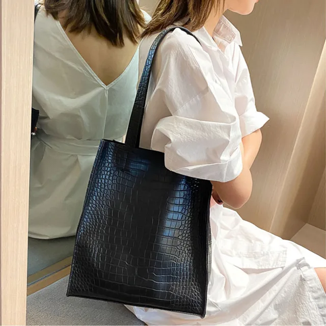 SMOOZA Fashion Women Bags Casual Totes Bag New Alligator Leather Shoulder Handbags Wild Lady's Bag Large Capacity Shopper Totes 1