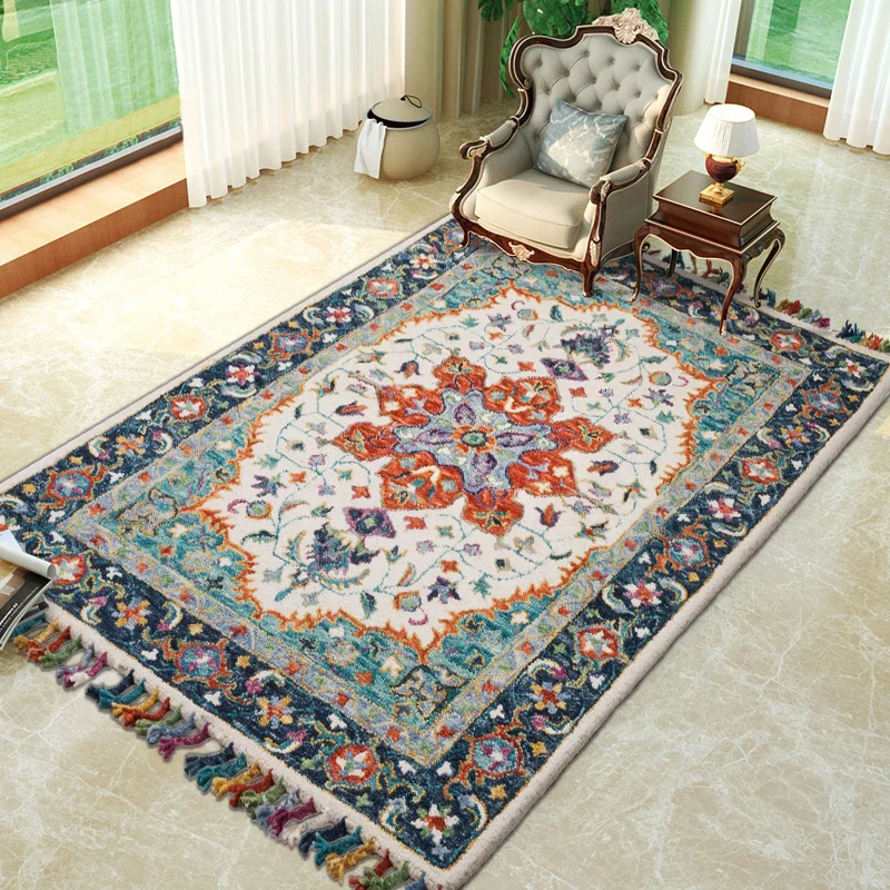 Импортный шерстяной ковер для гостиной, ручная работа, ковер для спальни, толстый Диванный кофейный столик, ковер для учебы, американский ковёр с кисточками