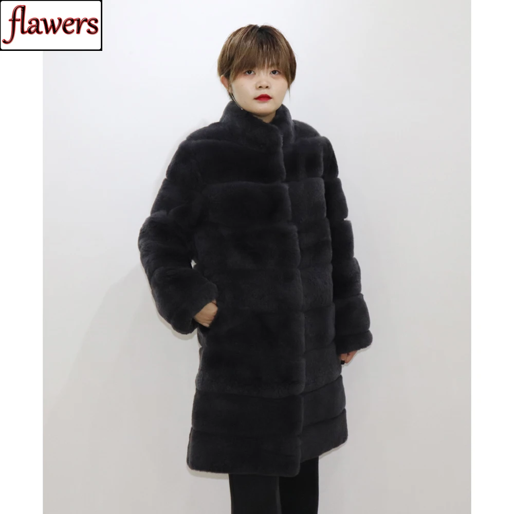 

New Brand Luxury Female 100% Natural Rex Rabbit Fur Coats Russian Women Winter Thick Warm Real Fur Coat Full Pelt Fur Jackets