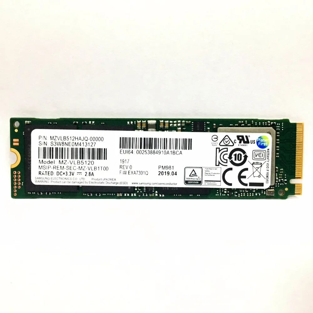 SAMSUNG SSD M.2 PM981 256 ГБ 512 внешний твердотельный накопитель на жестком диске M2 NVMe SSD PCIe 3,0x4 NVMe ноутбук внутренний TLC PM 981 1 ТБ