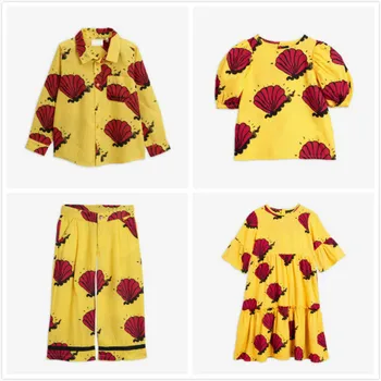 

Pre-sale Ins2020 Autumn and Winter New Children Girls Shell Print Pattern Dress Shirt Boy T-shirt Trousers