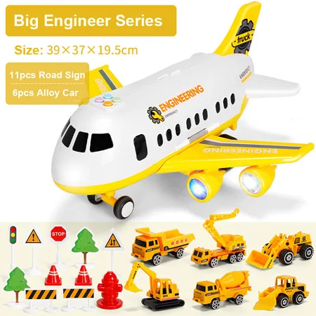 Автомобиль для хранения игрушки Моделирование сплав самолет большой инерции пассажирский вертолет игрушки с легкой музыкой для детей Подарки - Цвет: Engineer Set B