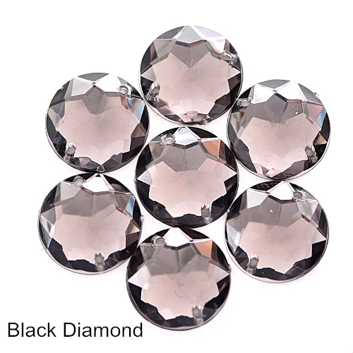 black diamond Акриловые круглые цветные пришивные стразы с плоской задней частью стразы для шитья Свободные стразы с кристаллами женское платье Y3493 - Цвет: black diamond