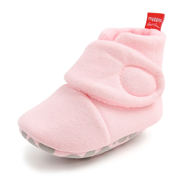 Newborn Baby Socks Shoes Boy Girl Star Toddler First Walkers Booties Cotton Comfort Soft Anti-slip Warm Infant Crib Shoes Pink - New