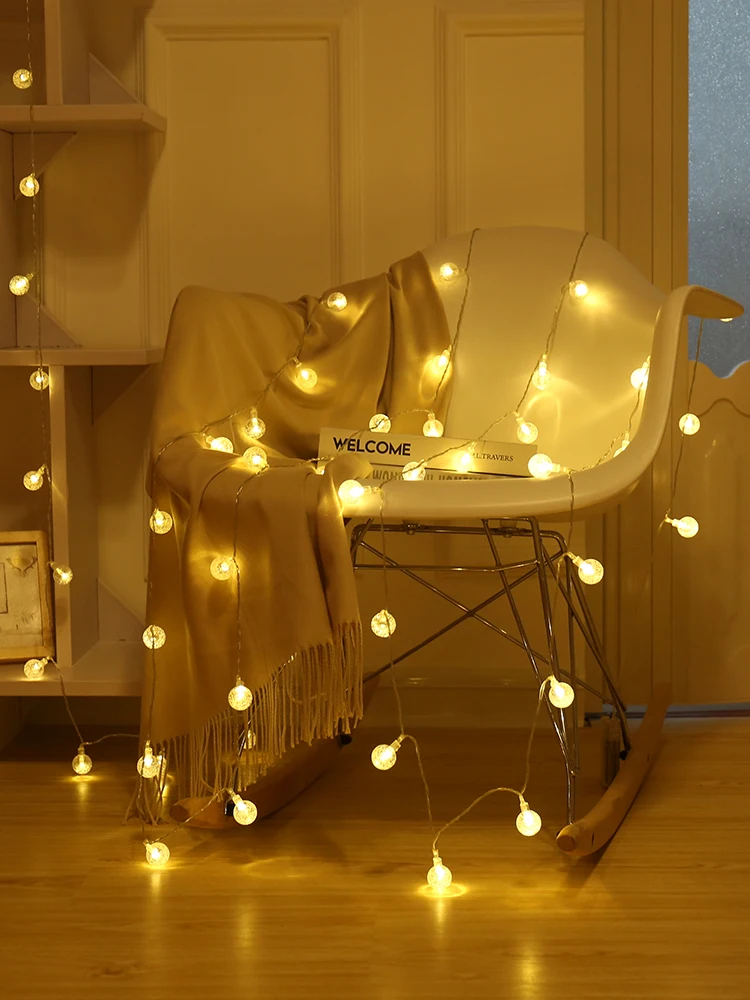 

Transparent Bulb Light String Garland LED Ball Holiday Decorations Outdoor String Lights Christmas Tree Room Lamp Salon New Year