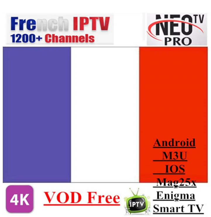 Neo tv pro Французский Ip ТВ подписка Live tv VOD фильмы каналы французский арабский, английский Европа Neo один год Smart tv mag box