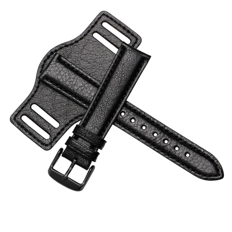 thumbnail image 1 of Correa de reloj de cuero genuino para hombre, de 18, 20 y 22 mm, color negro y marrón, para Fo-ssil JR1401 Ro-lex O-mega, con bandeja, pulsera de reloj, 1 of 5