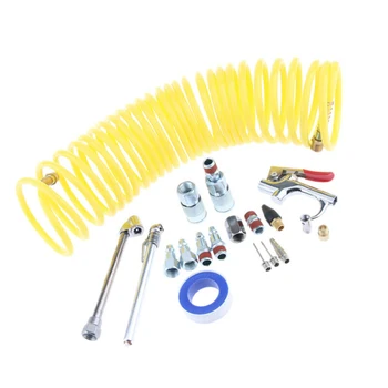 

20 PCS Brand New And High Quality Air Compressor Accessories Kit Blow Tool 25Ft Hose And Fittings Set