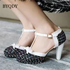 BYQDY Fashion Spike Heel Women Pumps T-strap Round Toe Platform Shoes Female Buckle Strap Bowknot Party Pumps For Girlfriends ► Photo 2/6