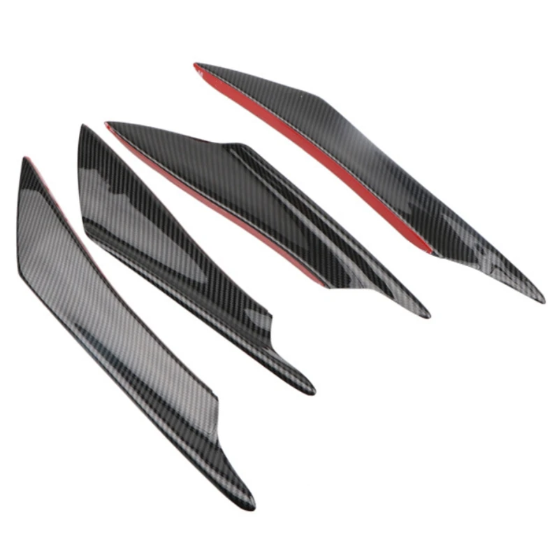 4PCS Carbon Fiber Car Bumper Fin Canard Splitter Diffuser Valance Spoiler Lip