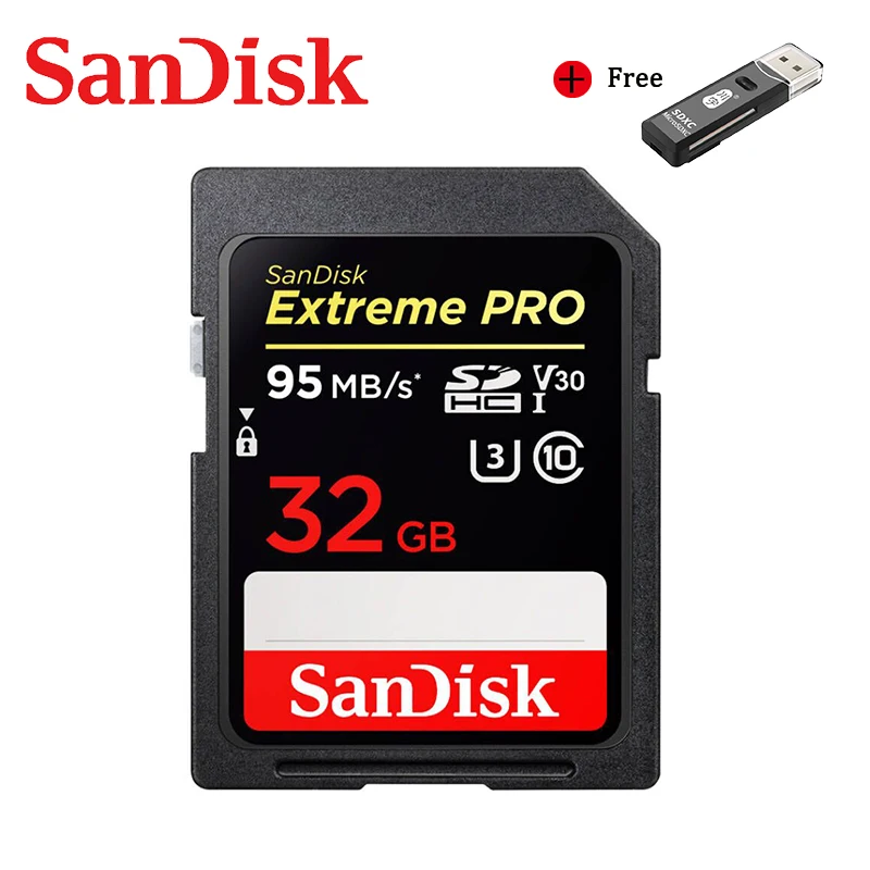 32GB Карта памяти SanDisk Extreme Pro SDHC/SDXC sd-карта 256 ГБ 128 Гб 64 ГБ 32 ГБ C10 U3 V30 UHS-I карта памяти для камеры - Емкость: 32GB