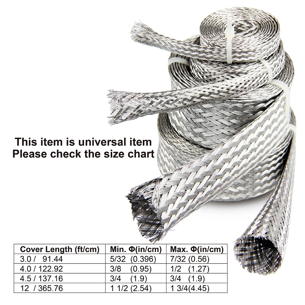 Braided Stainless Hose & Wire Sleeve Cover Kit Inc blue Aluminium Clamp Covers