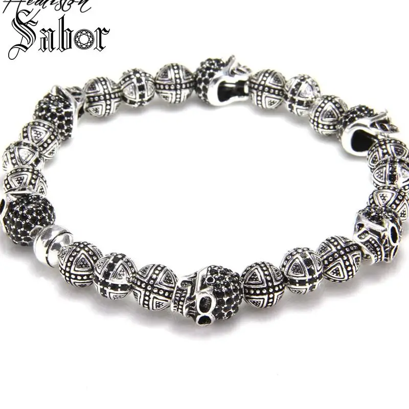 Эластичный браслет из бусин Skulls & Cross Hero от Rebel Rock Style европейские модные ювелирные