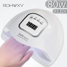 ROHWXY UV LED Nail Lamp Manicure 80W Nail Dryer For All Nail Gel Polish Ice Lamp With LCD Display For Professional Nail Art Tool