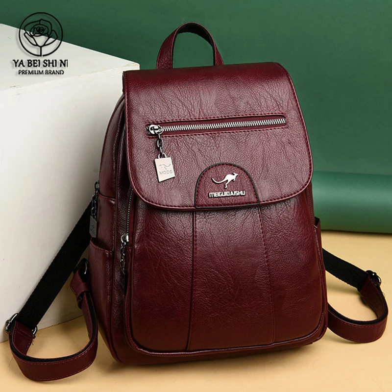 Women Backpack Bag Over Shoulder Fine Leather Multifunction Travel Sac a Dos Mochilas Mujer School |