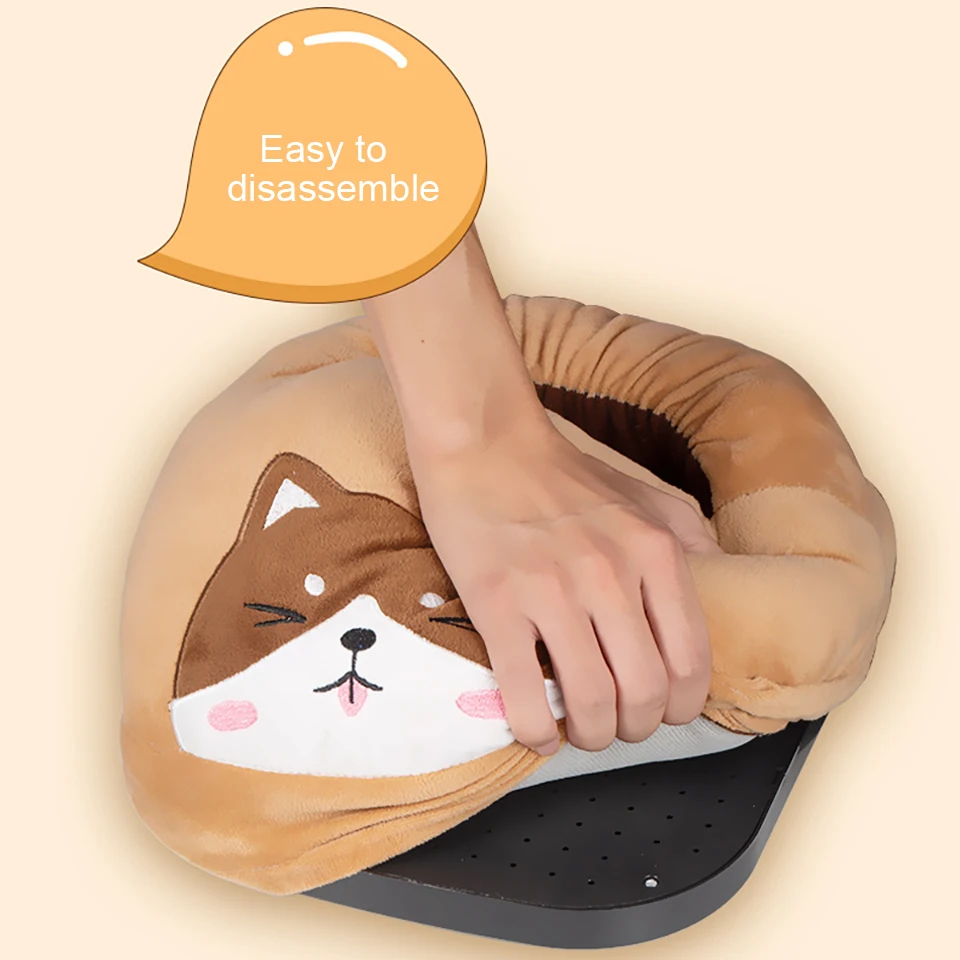 Electric Foot Warmer 220V Cute Heated Foot Warmer Washable Plush Heated Pad Temperature Control Winter Warming Products