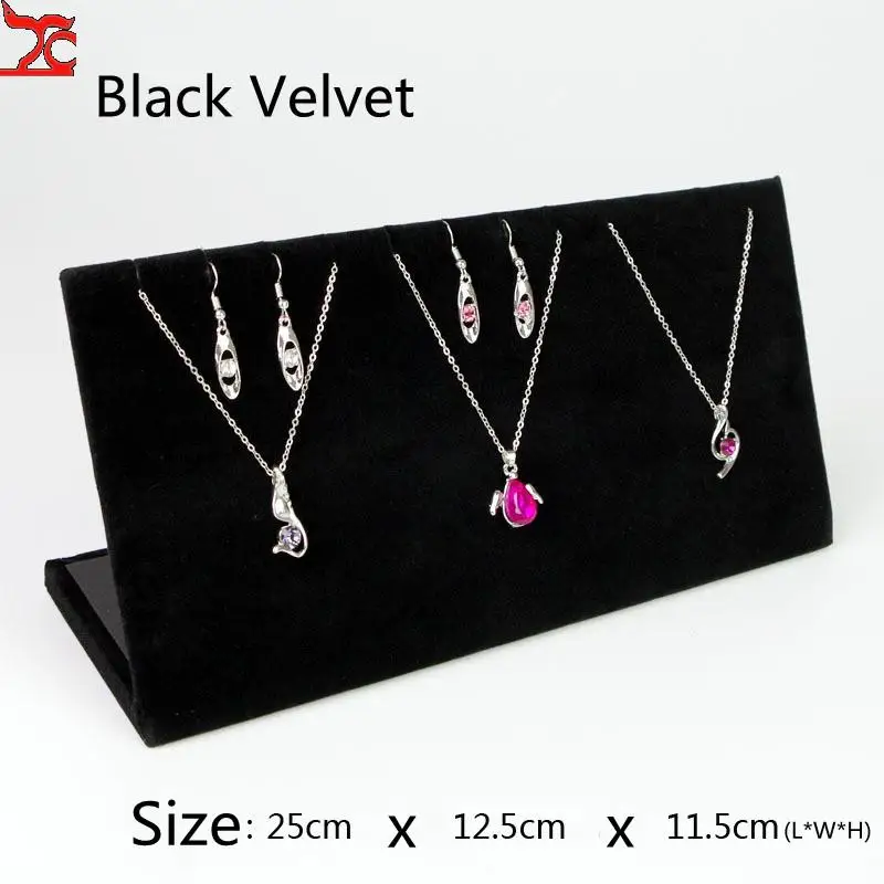 New Black Velvet Jewelry Stand Shelf Necklace Storage Board Pendant Display Holder Portable Earring Rack Fashion Home Showcase