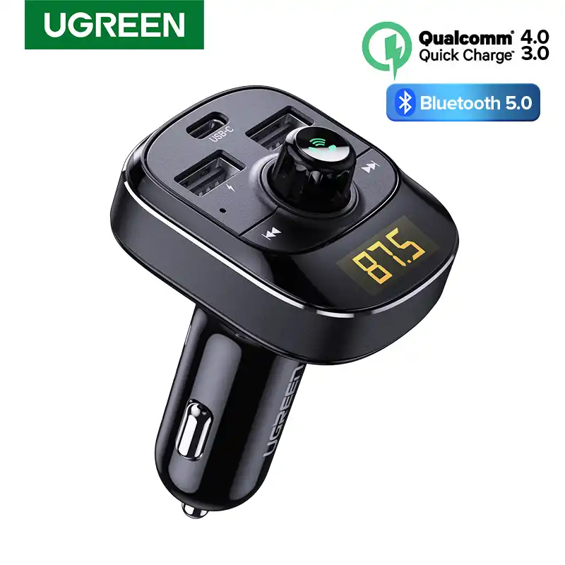 Ugreen Pd車の充電器急速充電4 0 3 0 Fmトランスミッターbluetoothハンズフリーfm変調器高速usbタイプc充電器iphone 12 Car Chargers Aliexpress
