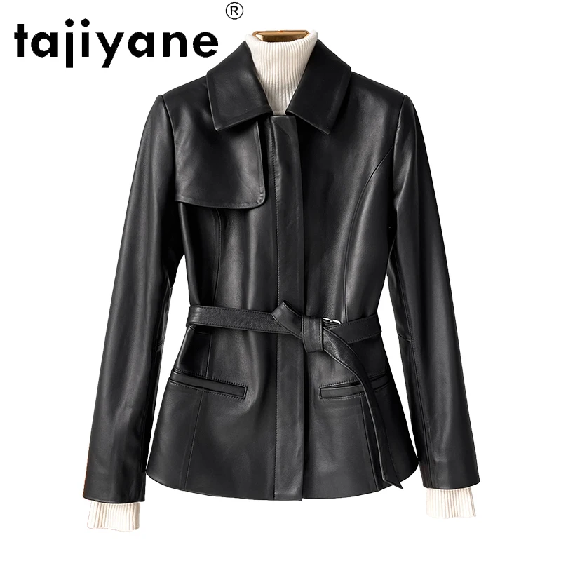 

Tajiyane Women Genuine Leather Spring Jacket High Quality Fashion Jackets 2021 Adjustable Waist Short Coat Cuero Genuino HLY51