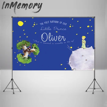 

Cartoon Blue Sky Space Little Prince Planet Airship Custom Photography Background for Children Photo Studio Props Vinyl 7x5ft